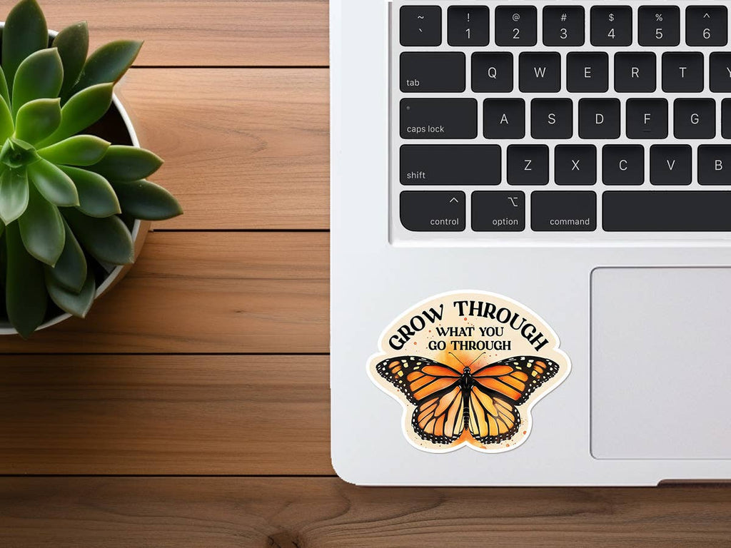 Grow Through What You Go Through Butterfly Vinyl Sticker