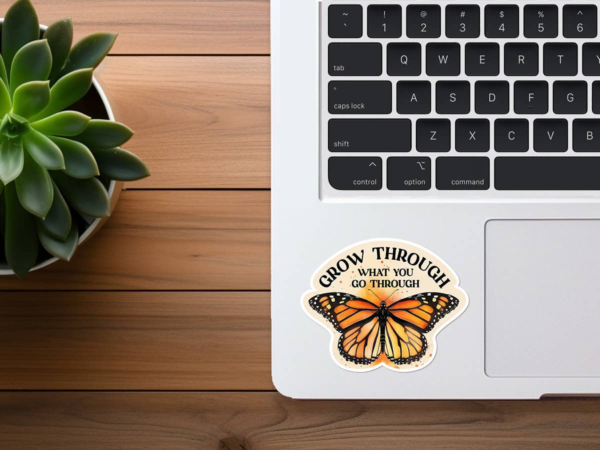 Grow Through What You Go Through Butterfly Vinyl Sticker