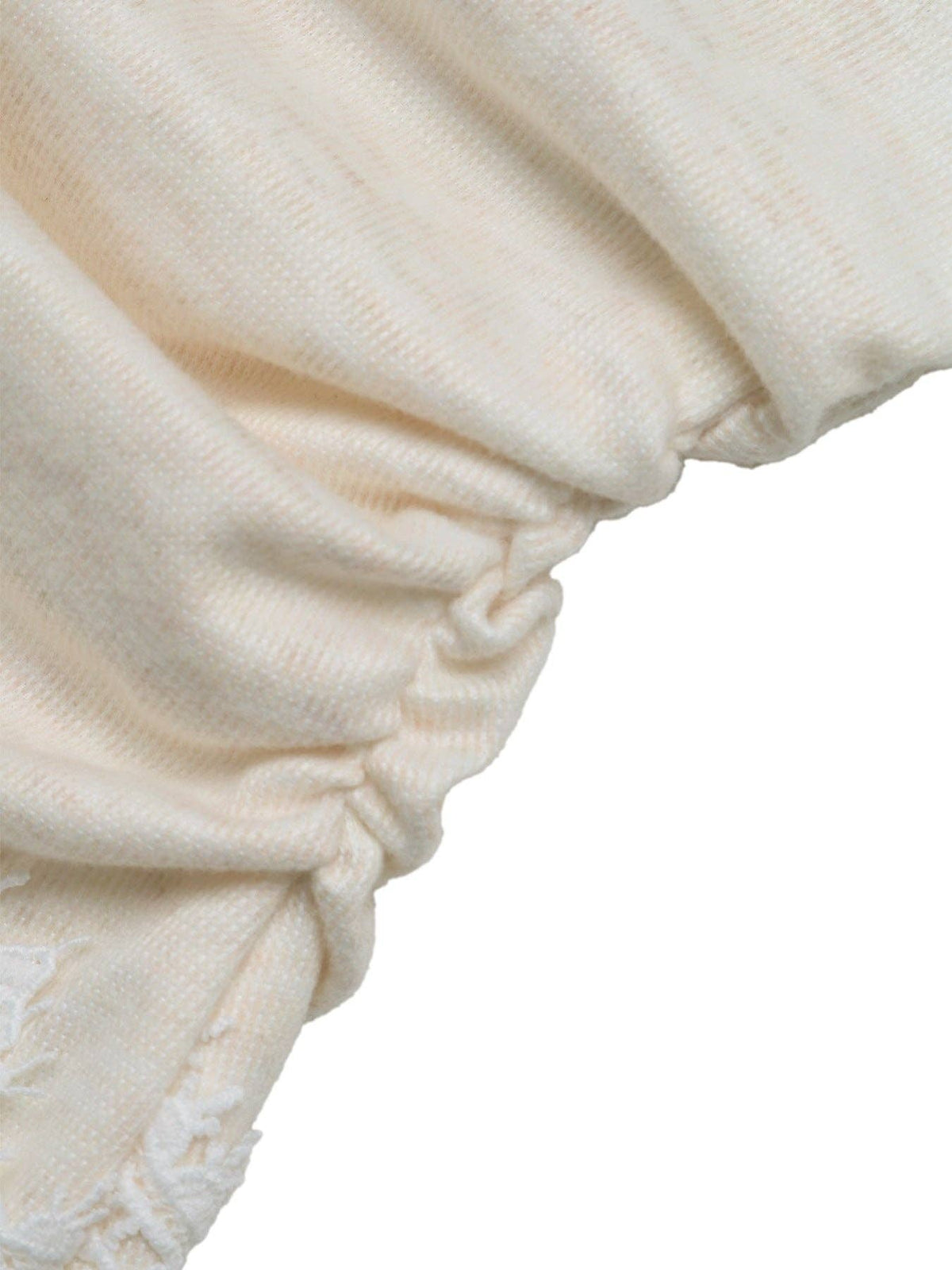 Lace Hem Ruched Long Sleeve Top