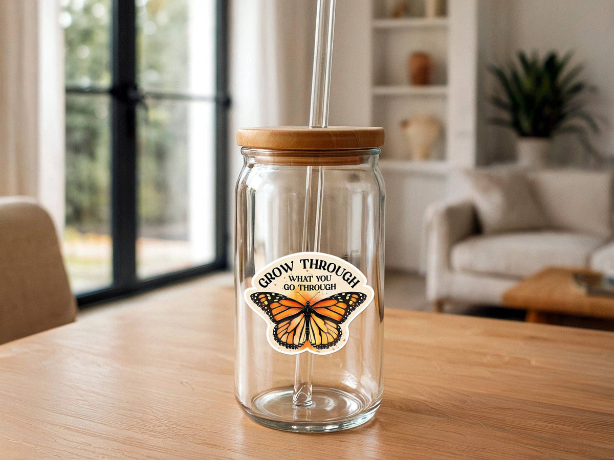 Grow Through What You Go Through Butterfly Vinyl Sticker