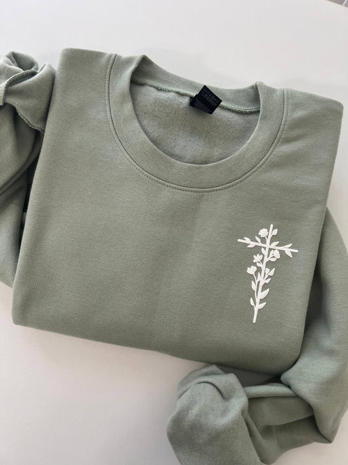 Puff Flower Cross Sweatshirt