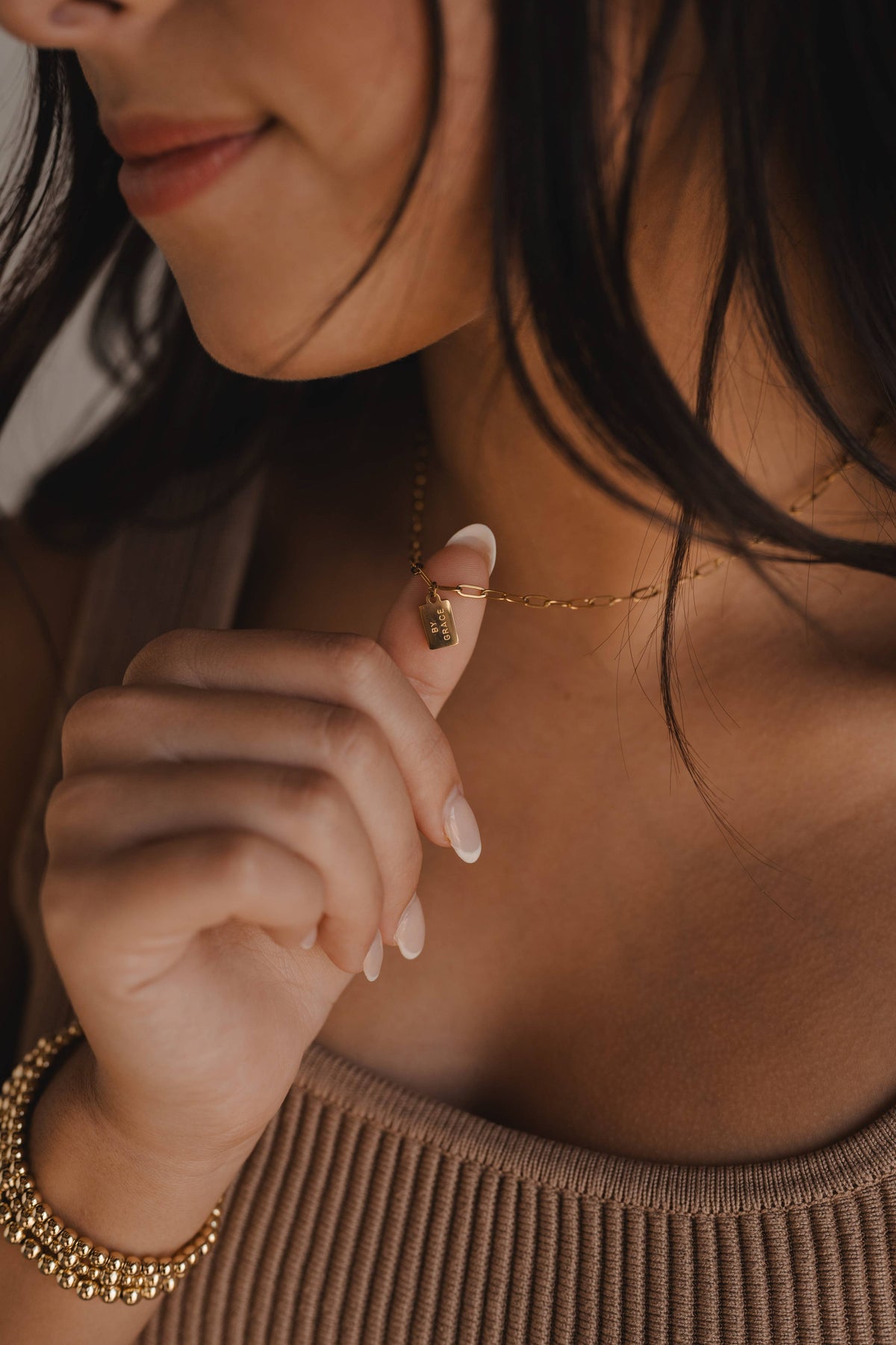 By Grace Mini Tag Necklace by Dear Heart